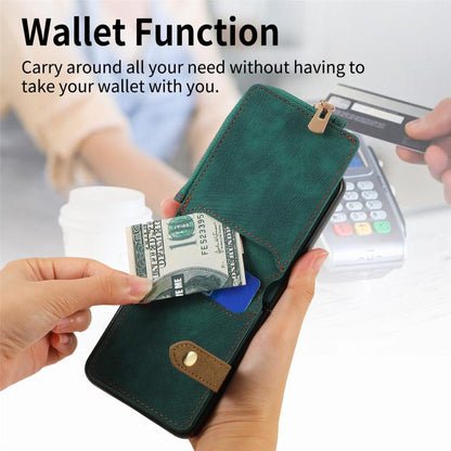 Retro Ring Vertical Zipper Wallet Phone Case, For Samsung Galaxy Z Flip 7 5G, For Samsung Galaxy Z Flip6 / Flip7 FE