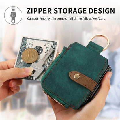 Retro Ring Vertical Zipper Wallet Phone Case, For Galaxy Z Flip8 5G, For Galaxy Z Flip7 5G, For Galaxy Z Flip6