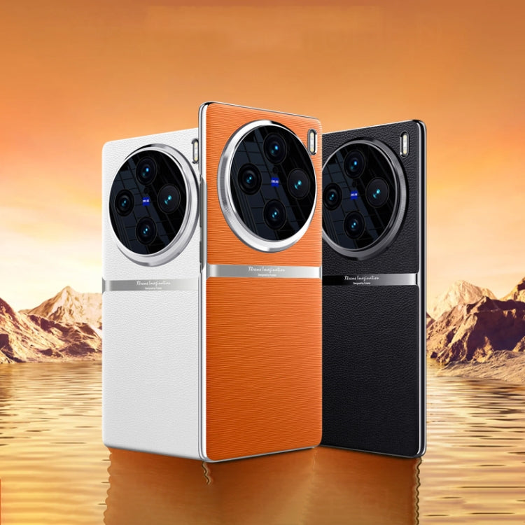 Electroplating Plain-leather All-inclusive Shockproof Phone Case, For vivo X100 Pro, For vivo X100