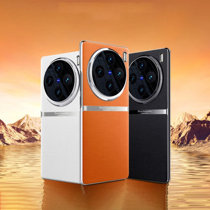 Electroplating Plain-leather All-inclusive Shockproof Phone Case, For vivo X100 Pro, For vivo X100