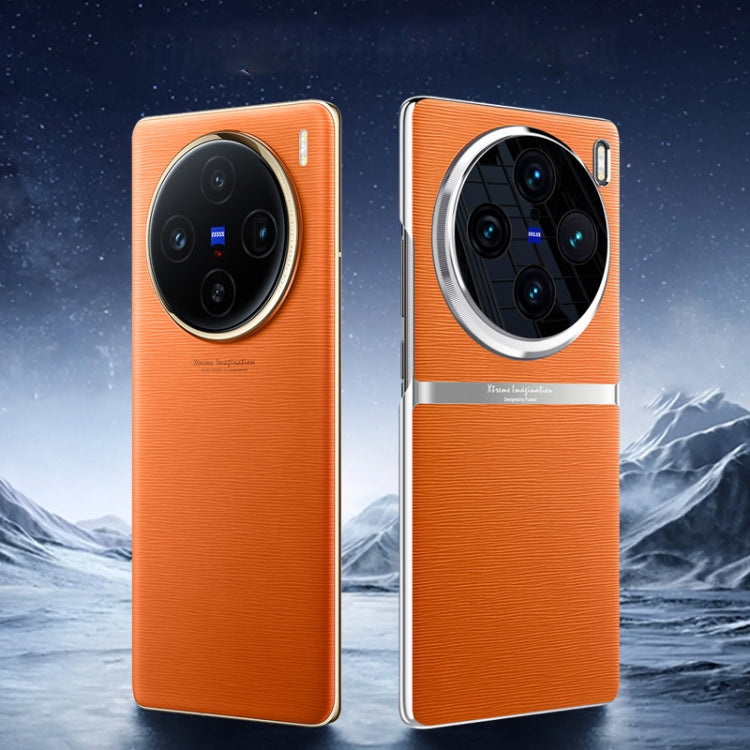 Electroplating Plain-leather All-inclusive Shockproof Phone Case, For vivo X100 Pro, For vivo X100