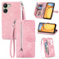 Embossed Flower Zipper Leather Phone Case, For Xiaomi 14 Pro, For Xiaomi 14, For Xiaomi Redmi 13C, For Redmi 15C 5G / 4G Glodal 171mm