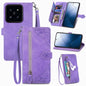Embossed Flower Zipper Leather Phone Case, For Xiaomi 14 Pro, For Xiaomi 14, For Xiaomi Redmi 13C, For Redmi 15C 5G / 4G Glodal 171mm