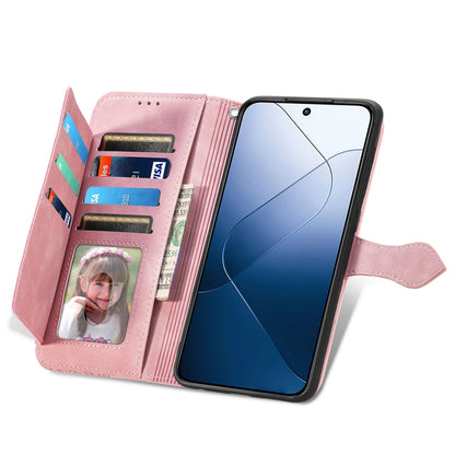 Embossed Flower Zipper Leather Phone Case, For Xiaomi 14 Pro, For Xiaomi 14, For Xiaomi Redmi 13C, For Redmi 15C 5G / 4G Glodal 171mm