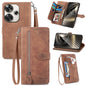 Embossed Flower Zipper Leather Phone Case, For Xiaomi Redmi Note 14 Pro+ 5G, For Xiaomi Redmi Note 14 Pro 5G, For Xiaomi Redmi 13 4G, For Xiaomi Redmi Turbo 3 5G