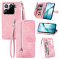 Embossed Flower Zipper Leather Phone Case, For Xiaomi Poco X7 Pro, For Xiaomi 15 Pro, For Xiaomi 15, For Xiaomi Redmi Note 14 5G