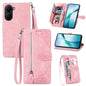 Embossed Flower Zipper Leather Phone Case, For Xiaomi Poco X7 Pro, For Xiaomi 15 Pro, For Xiaomi 15, For Xiaomi Redmi Note 14 5G