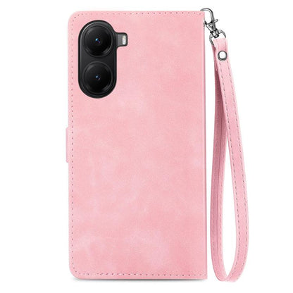 Embossed Flower Zipper Leather Phone Case