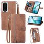 Embossed Flower Zipper Leather Phone Case, For Xiaomi 17 Pro Max, For Xiaomi 17 Pro, For Xiaomi 17, For Xiaomi Poco M7 4G 169mm