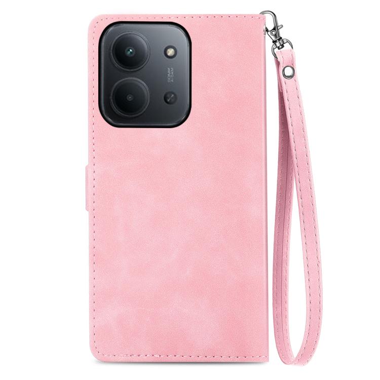 Embossed Flower Zipper Leather Phone Case