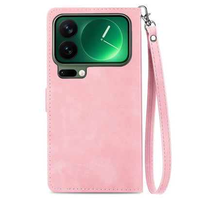Embossed Flower Zipper Leather Phone Case