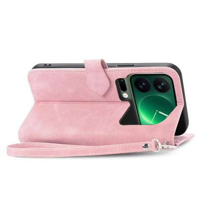 Embossed Flower Zipper Leather Phone Case, For Xiaomi 17 Pro Max, For Xiaomi 17 Pro, For Xiaomi 17, For Xiaomi Poco M7 4G 169mm