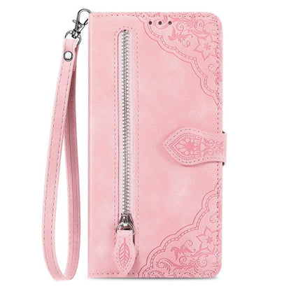 Embossed Flower Zipper Leather Phone Case, For Xiaomi 15T Pro, For Xiaomi 15T, For Xiaomi 15 Ultra, FOr Redmi Turbo 4