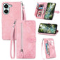 Embossed Flower Zipper Leather Phone Case, For Xiaomi Poco X8 Pro Max 5G, For Xiaomi Poco X8 Pro 5G, For Redmi Turbo 5 Max 5G, For Redmi Turbo 5 5G