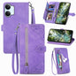Embossed Flower Zipper Leather Phone Case, For Xiaomi Poco X8 Pro Max 5G, For Xiaomi Poco X8 Pro 5G, For Redmi Turbo 5 Max 5G, For Redmi Turbo 5 5G