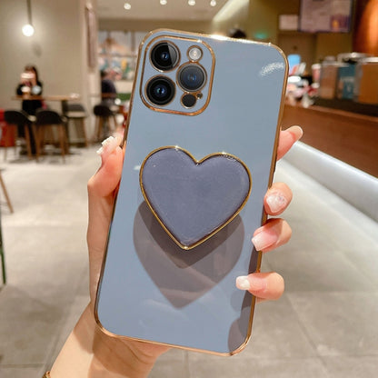 Electroplating Love Heart Holder TPU Phone Case, For iPhone 16, For iPhone 15 Pro Max, For iPhone 15 Pro, For iPhone 15 Plus