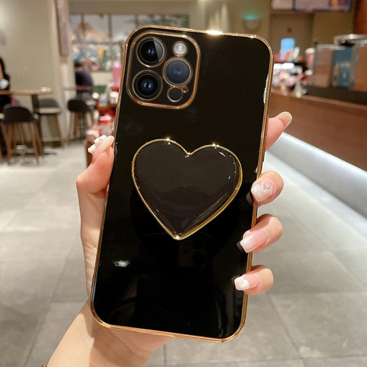 Electroplating Love Heart Holder TPU Phone Case, For iPhone 16, For iPhone 15 Pro Max, For iPhone 15 Pro, For iPhone 15 Plus