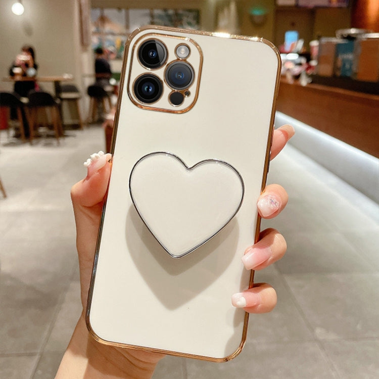 Electroplating Love Heart Holder TPU Phone Case, For iPhone 16, For iPhone 15 Pro Max, For iPhone 15 Pro, For iPhone 15 Plus