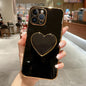 Electroplating Love Heart Holder TPU Phone Case, For iPhone 15, For iPhone 14 Plus, For iPhone 14, For iPhone 14 Pro