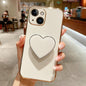 Electroplating Love Heart Holder TPU Phone Case, For iPhone 15, For iPhone 14 Plus, For iPhone 14, For iPhone 14 Pro