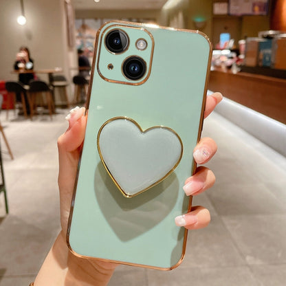 Electroplating Love Heart Holder TPU Phone Case, For iPhone 15, For iPhone 14 Plus, For iPhone 14, For iPhone 14 Pro