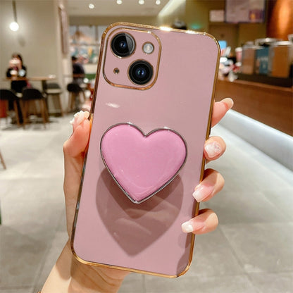 Electroplating Love Heart Holder TPU Phone Case, For iPhone 15, For iPhone 14 Plus, For iPhone 14, For iPhone 14 Pro
