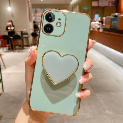 Electroplating Love Heart Holder TPU Phone Case, For iPhone 12 Pro, For iPhone 12 mini, For iPhone 11 Pro Max, For iPhone 11
