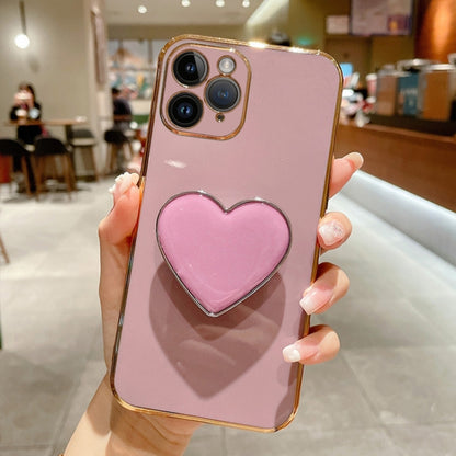 Electroplating Love Heart Holder TPU Phone Case, For iPhone 12 Pro, For iPhone 12 mini, For iPhone 11 Pro Max, For iPhone 11