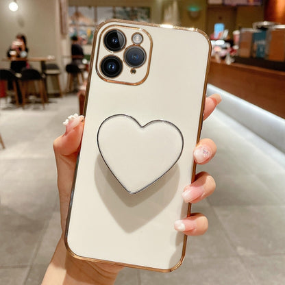 Electroplating Love Heart Holder TPU Phone Case, For iPhone 12 Pro, For iPhone 12 mini, For iPhone 11 Pro Max, For iPhone 11