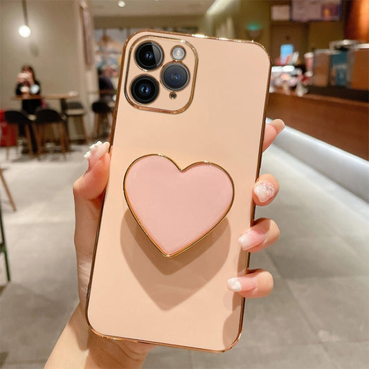 Electroplating Love Heart Holder TPU Phone Case, For iPhone 11 Pro, For iPhone X / XS, For iPhone XR, For iPhone XS Max