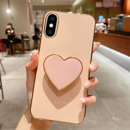 Electroplating Love Heart Holder TPU Phone Case, For iPhone 11 Pro, For iPhone X / XS, For iPhone XR, For iPhone XS Max