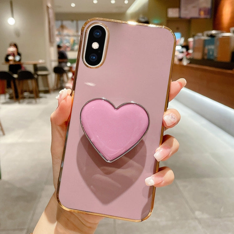 Electroplating Love Heart Holder TPU Phone Case, For iPhone 11 Pro, For iPhone X / XS, For iPhone XR, For iPhone XS Max