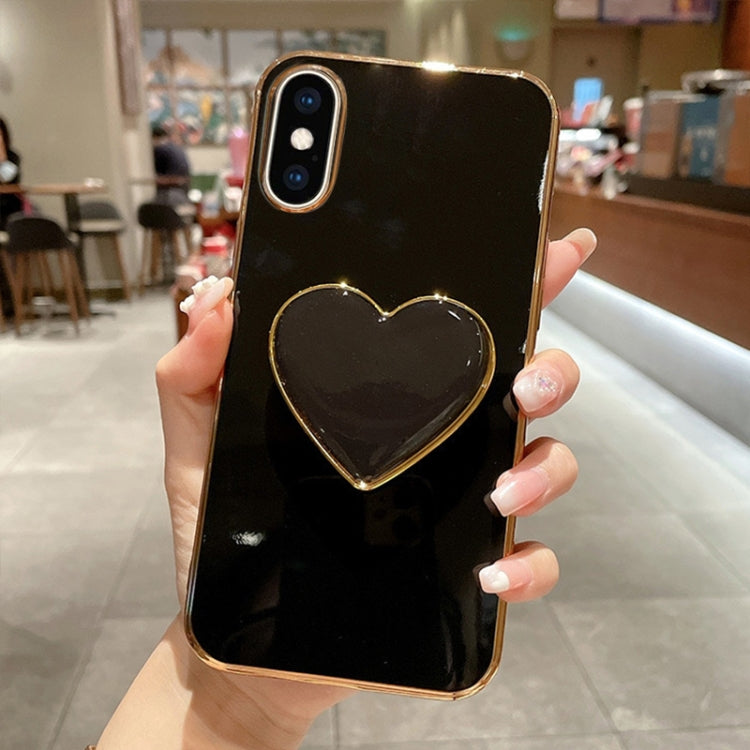 Electroplating Love Heart Holder TPU Phone Case, For iPhone 11 Pro, For iPhone X / XS, For iPhone XR, For iPhone XS Max