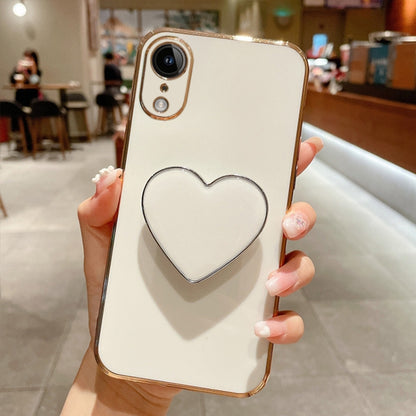 Electroplating Love Heart Holder TPU Phone Case, For iPhone 11 Pro, For iPhone X / XS, For iPhone XR, For iPhone XS Max