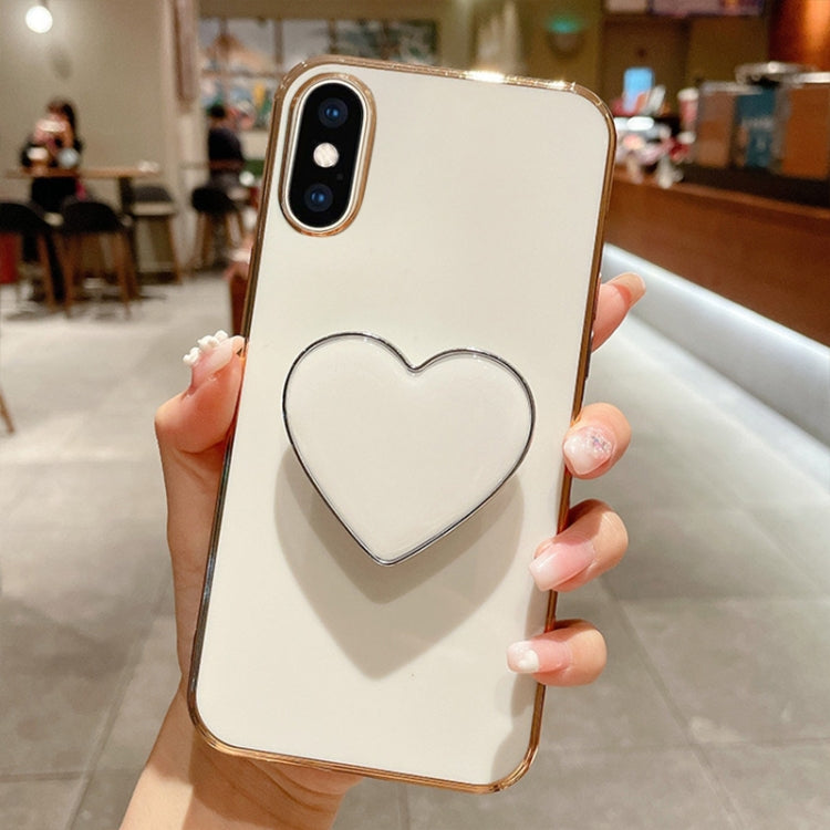 Electroplating Love Heart Holder TPU Phone Case, For iPhone 11 Pro, For iPhone X / XS, For iPhone XR, For iPhone XS Max