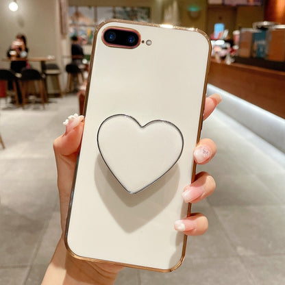 Electroplating Love Heart Holder TPU Phone Case, For iPhone 7 Plus / 8 Plus