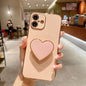 Electroplating Love Heart Holder TPU Phone Case, For iPhone 16, For iPhone 15 Pro Max, For iPhone 15 Pro, For iPhone 15 Plus