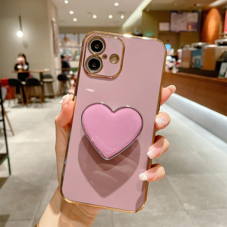 Electroplating Love Heart Holder TPU Phone Case, For iPhone 16, For iPhone 15 Pro Max, For iPhone 15 Pro, For iPhone 15 Plus