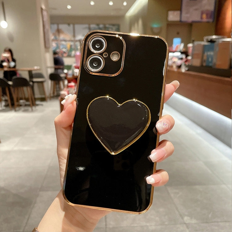 Electroplating Love Heart Holder TPU Phone Case, For iPhone 16, For iPhone 15 Pro Max, For iPhone 15 Pro, For iPhone 15 Plus