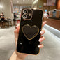 Electroplating Love Heart Holder TPU Phone Case, For iPhone 16, For iPhone 15 Pro Max, For iPhone 15 Pro, For iPhone 15 Plus
