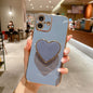 Electroplating Love Heart Holder TPU Phone Case, For iPhone 16, For iPhone 15 Pro Max, For iPhone 15 Pro, For iPhone 15 Plus