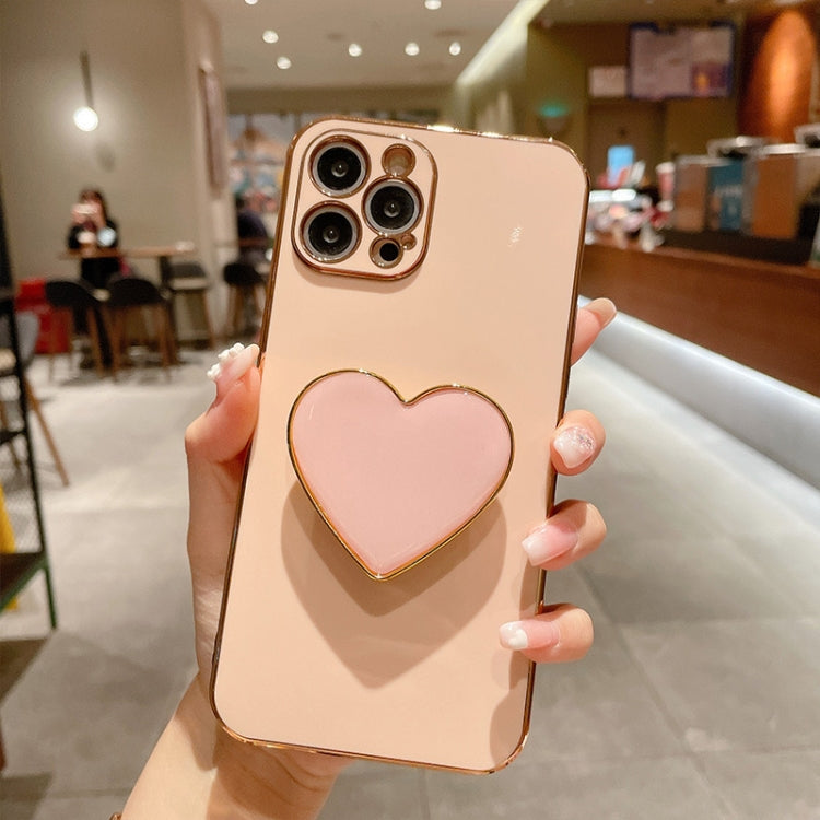 Electroplating Love Heart Holder TPU Phone Case, For iPhone Air, For iPhone 16 Pro Max, For iPhone 16 Pro, For iPhone 16 Plus