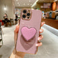 Electroplating Love Heart Holder TPU Phone Case, For iPhone Air, For iPhone 16 Pro Max, For iPhone 16 Pro, For iPhone 16 Plus