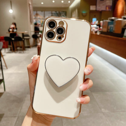 Electroplating Love Heart Holder TPU Phone Case, For iPhone Air, For iPhone 16 Pro Max, For iPhone 16 Pro, For iPhone 16 Plus