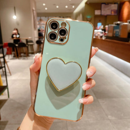 Electroplating Love Heart Holder TPU Phone Case, For iPhone Air, For iPhone 16 Pro Max, For iPhone 16 Pro, For iPhone 16 Plus
