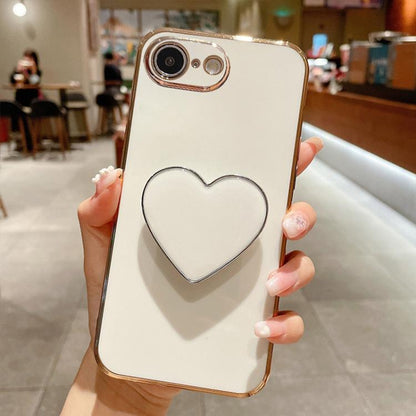 Electroplating Love Heart Holder TPU Phone Case, For iPhone 17e / 16e, For iPhone 17 Pro Max, For iPhone 17 Pro, For iPhone 17