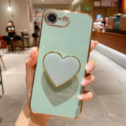 Electroplating Love Heart Holder TPU Phone Case, For iPhone 17e / 16e, For iPhone 17 Pro Max, For iPhone 17 Pro, For iPhone 17