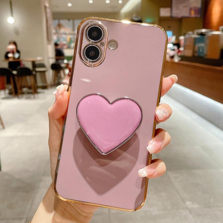 Electroplating Love Heart Holder TPU Phone Case, For iPhone 17e / 16e, For iPhone 17 Pro Max, For iPhone 17 Pro, For iPhone 17