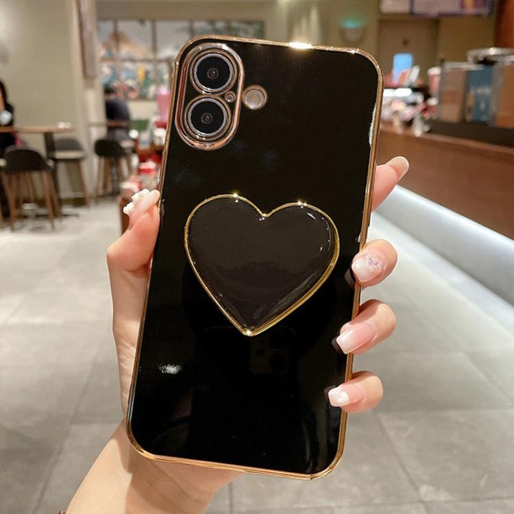 Electroplating Love Heart Holder TPU Phone Case, For iPhone 17e / 16e, For iPhone 17 Pro Max, For iPhone 17 Pro, For iPhone 17