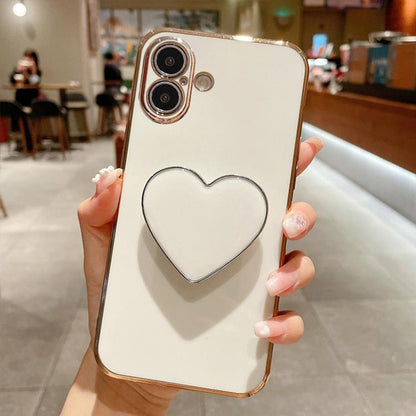 Electroplating Love Heart Holder TPU Phone Case, For iPhone 17e / 16e, For iPhone 17 Pro Max, For iPhone 17 Pro, For iPhone 17